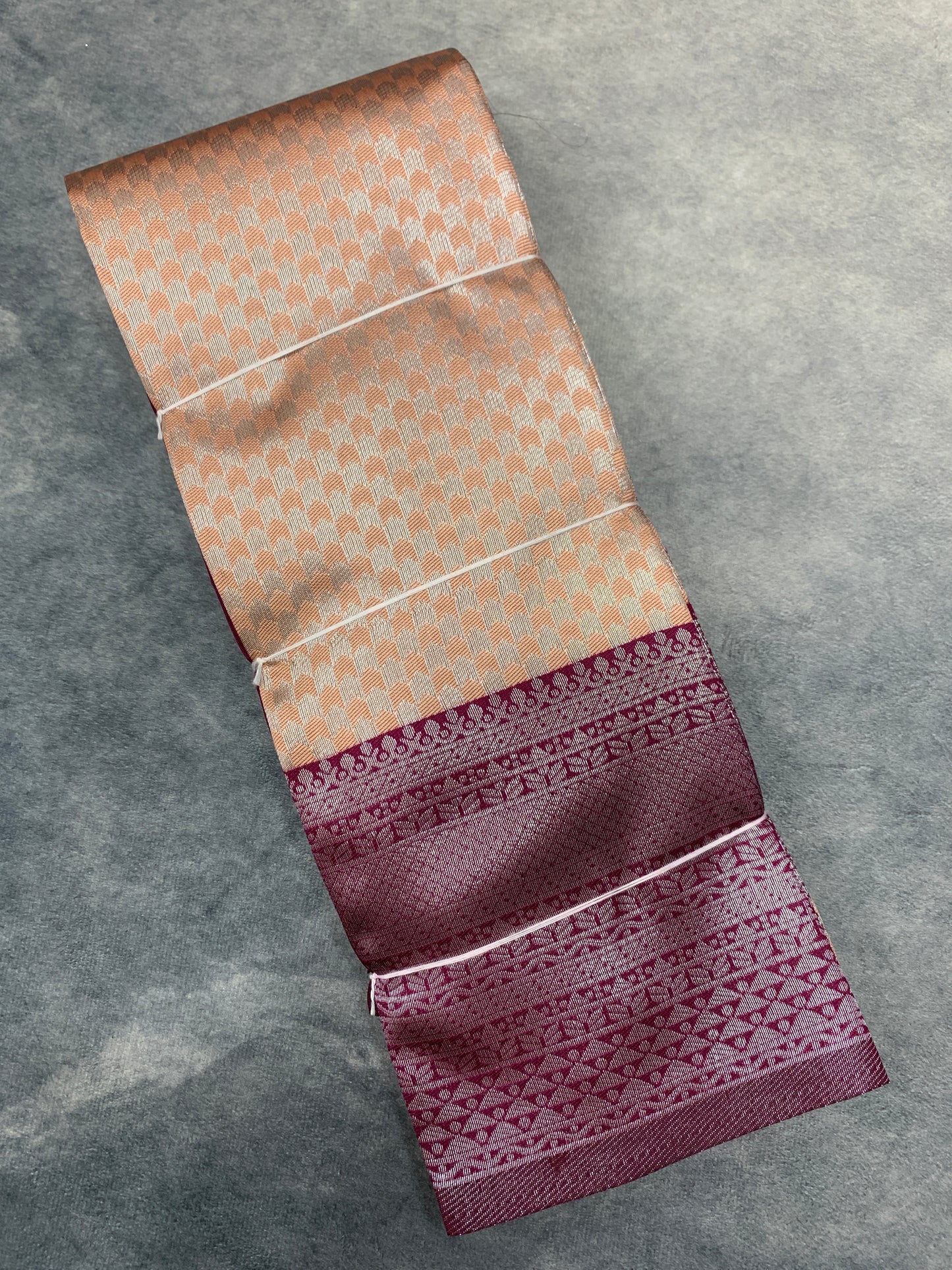 Art Silk Saree Light Peach Colour with Magenta Colour Border