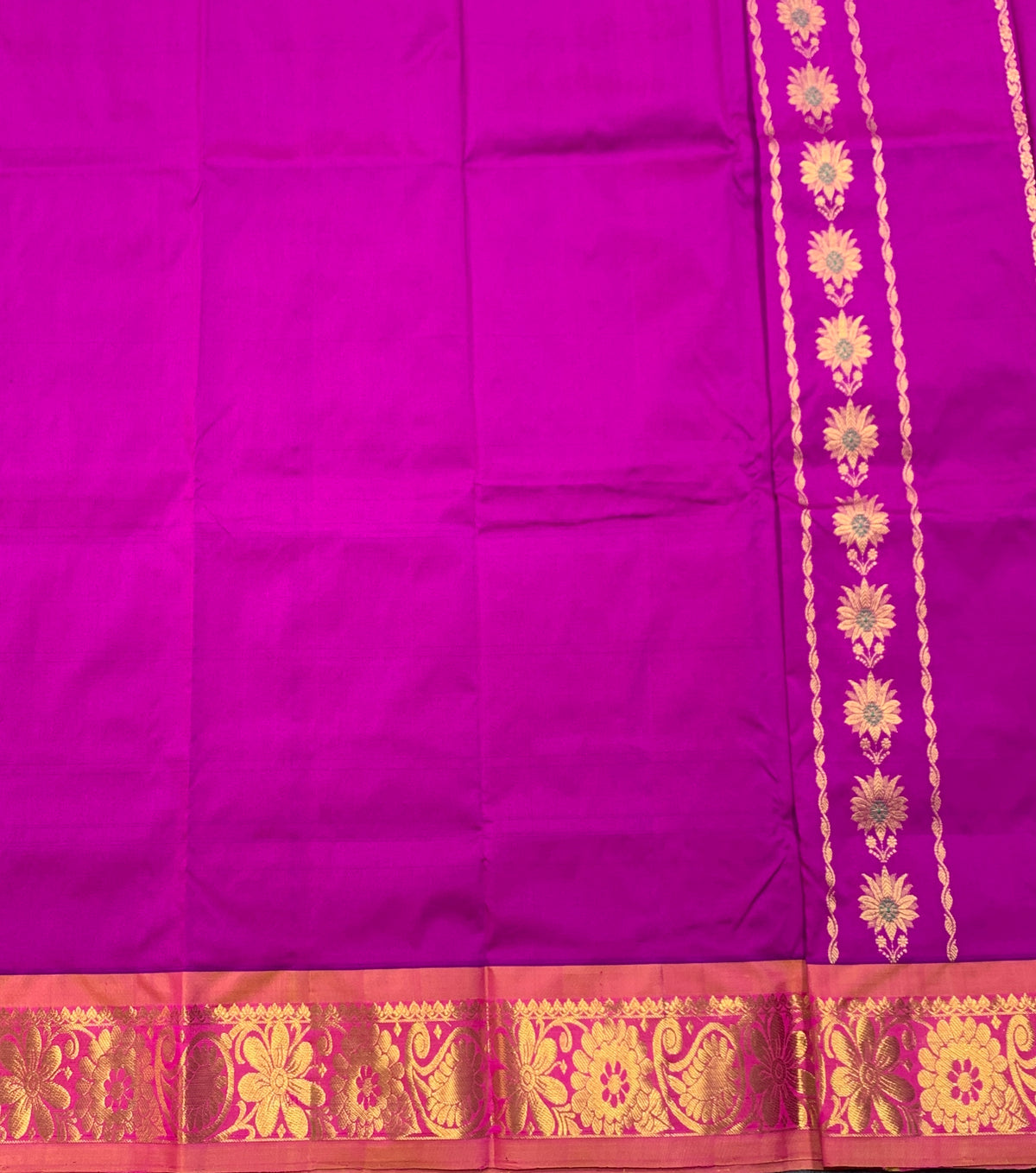 Magenta Shade Semi Silk Kids Pattu Pavadai with Contrast border for Age 2 to 5 Years