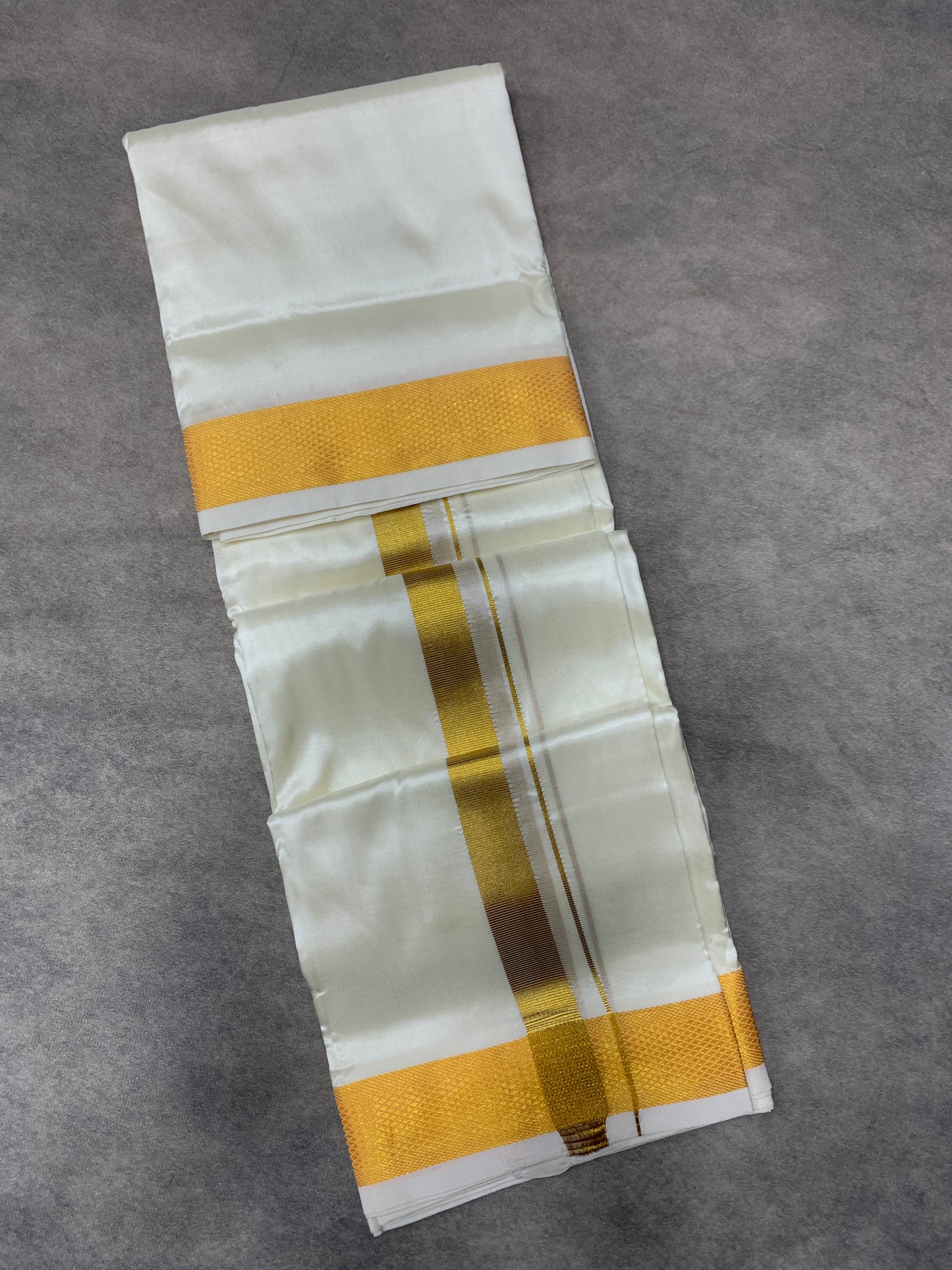 Semi Silk 8 Mulam Dhoti Cream Colour with Medium Border