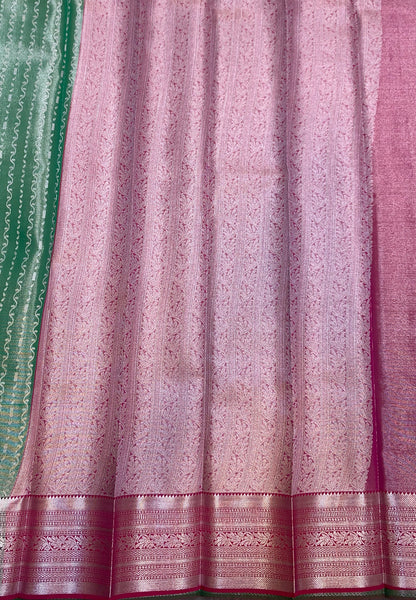 Fancy Tissue Saree Light Green Colour with Self Design Border