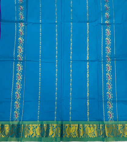 Sky Blue shade Semi silk Kids Pattu Pavadai with Contrast border for age 5 to 10