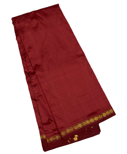 9X5 Pure Silk Dhoti Maroon Small Border