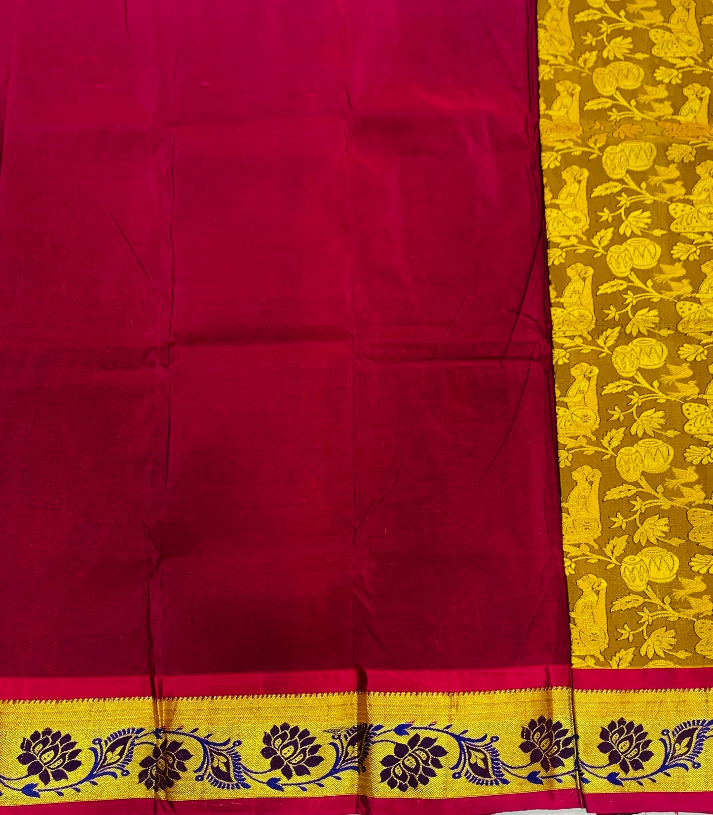 Golden Shade Vegan Silk Kids Pattu Pavadai with contrast border for newborn to 2 Years