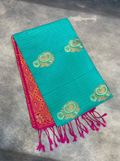 Art Silk Saree Sapphire Colour with Borderless