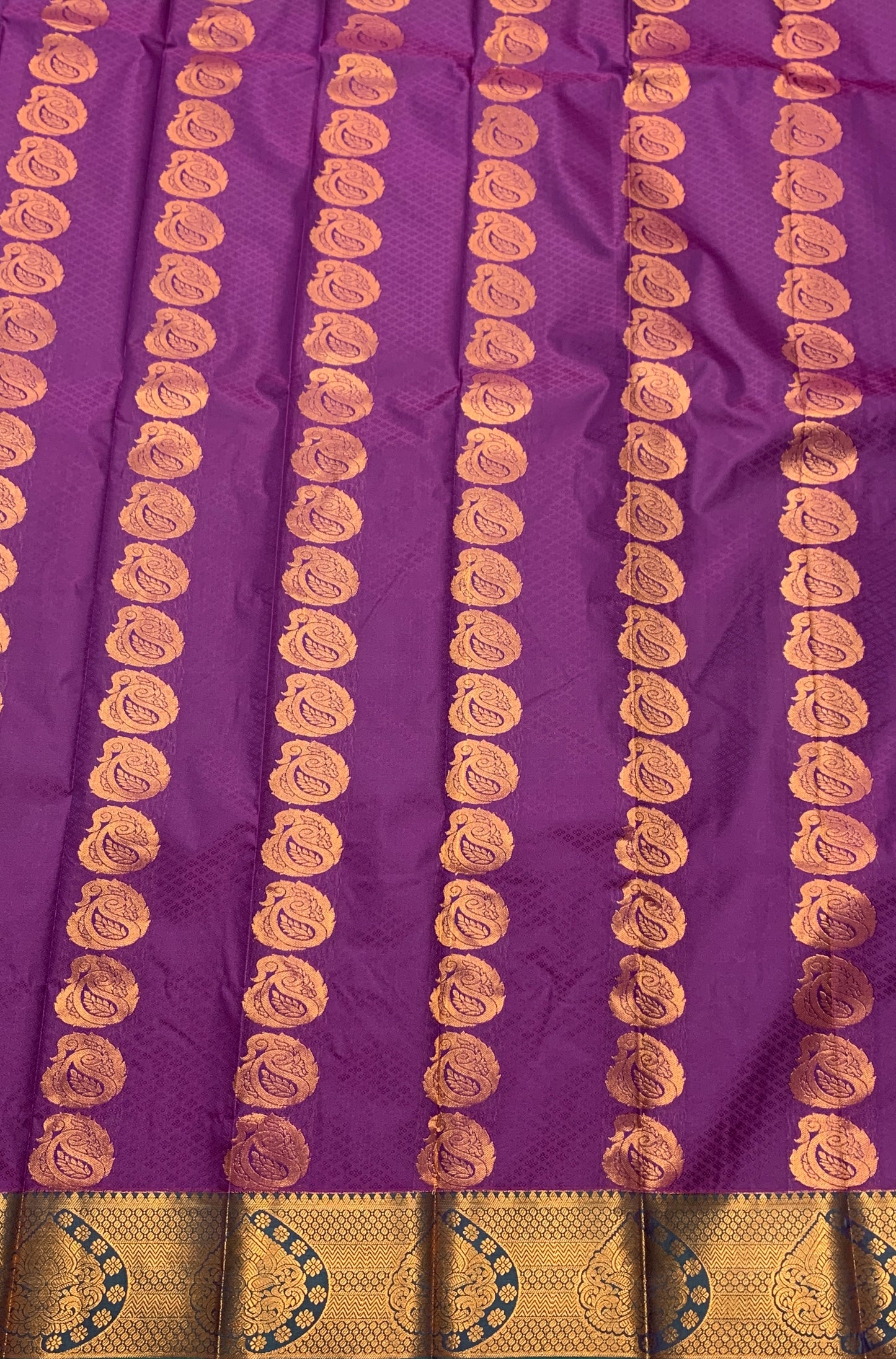 Vegan Silk Saree Magenta Colour Saree with Copper Border