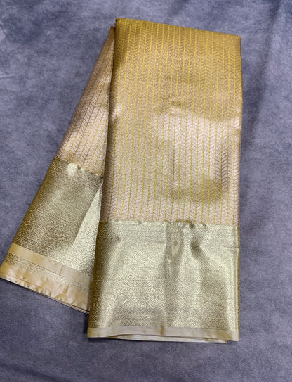 Fancy Tissue Saree Light Golden Colour with Self Colour Border