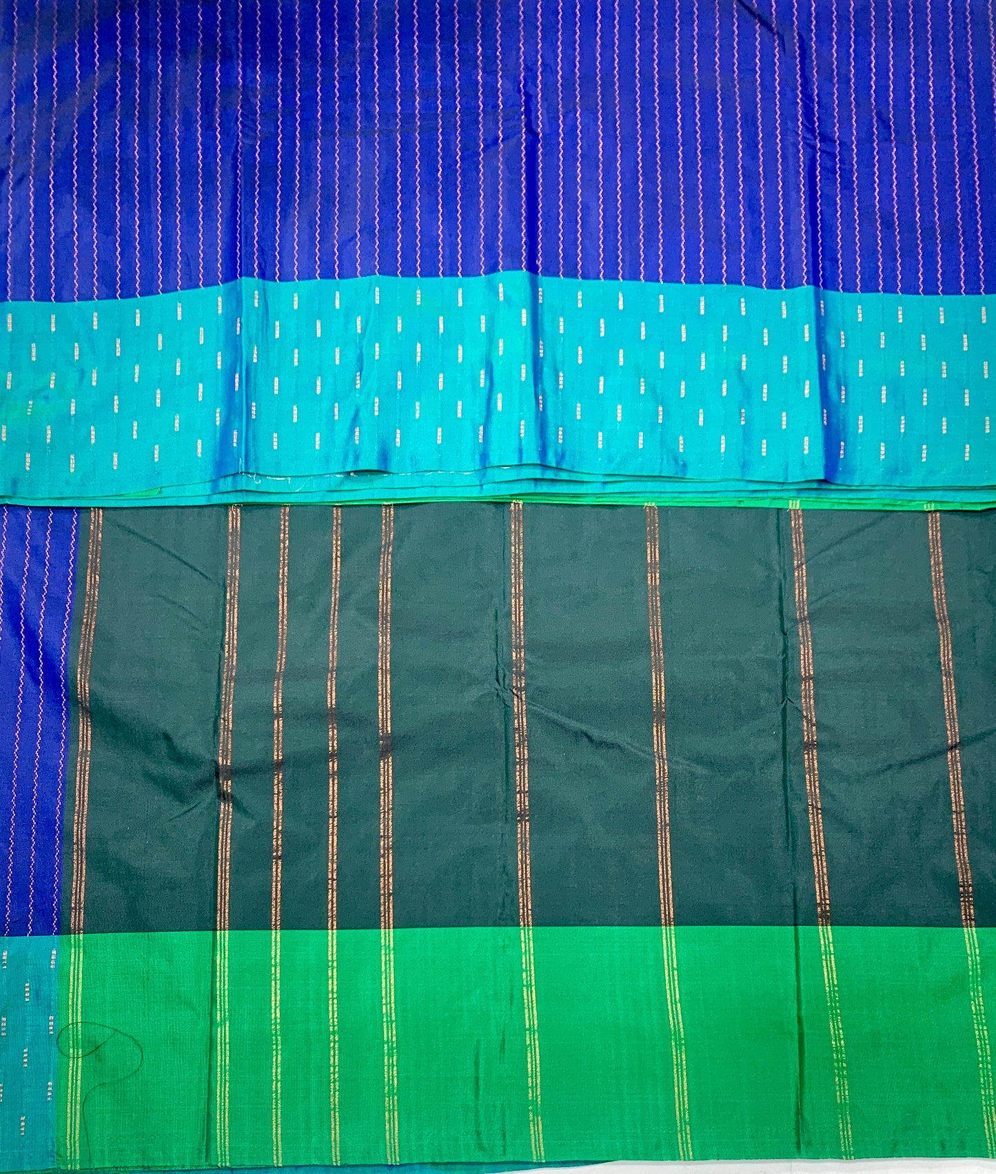 Arani Silk Saree Blue Colour Peacock Green Border