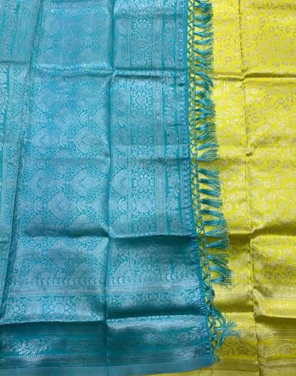 Art Silk Saree Apple Green Colour with Self Border