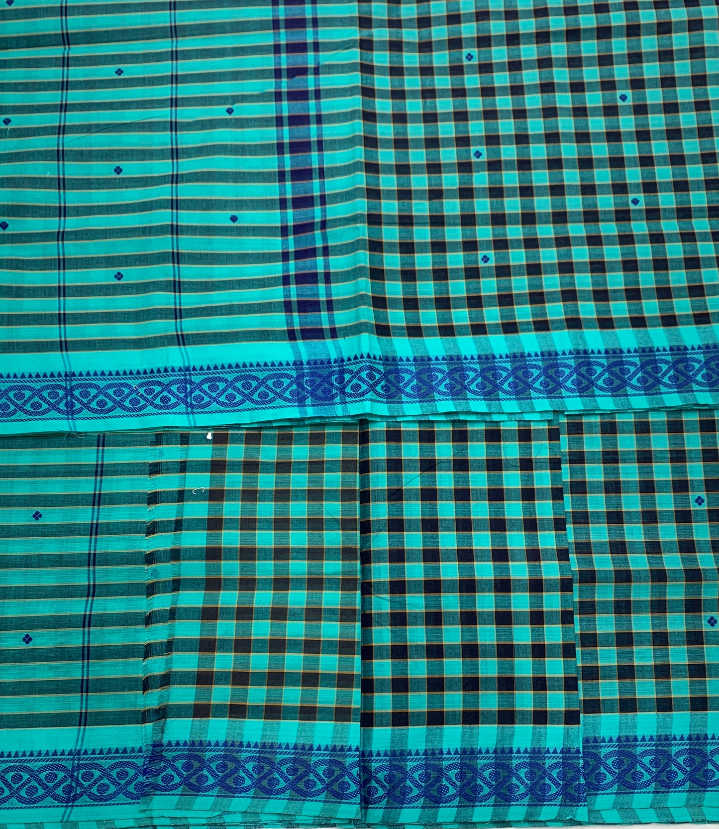 Chettinad Cotton Saree Rama Blue Shade with Blue Border