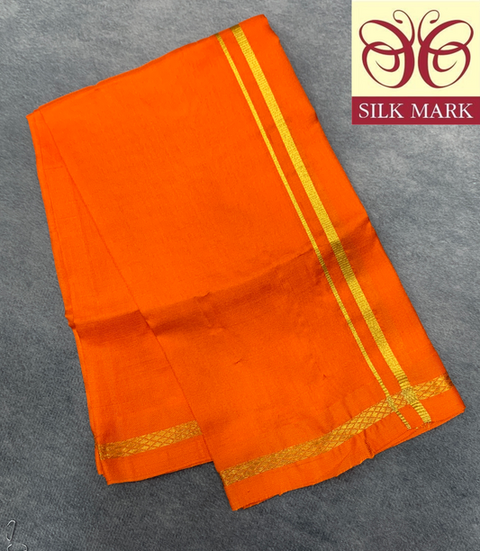 Silk Pooja Towel Orange Colour