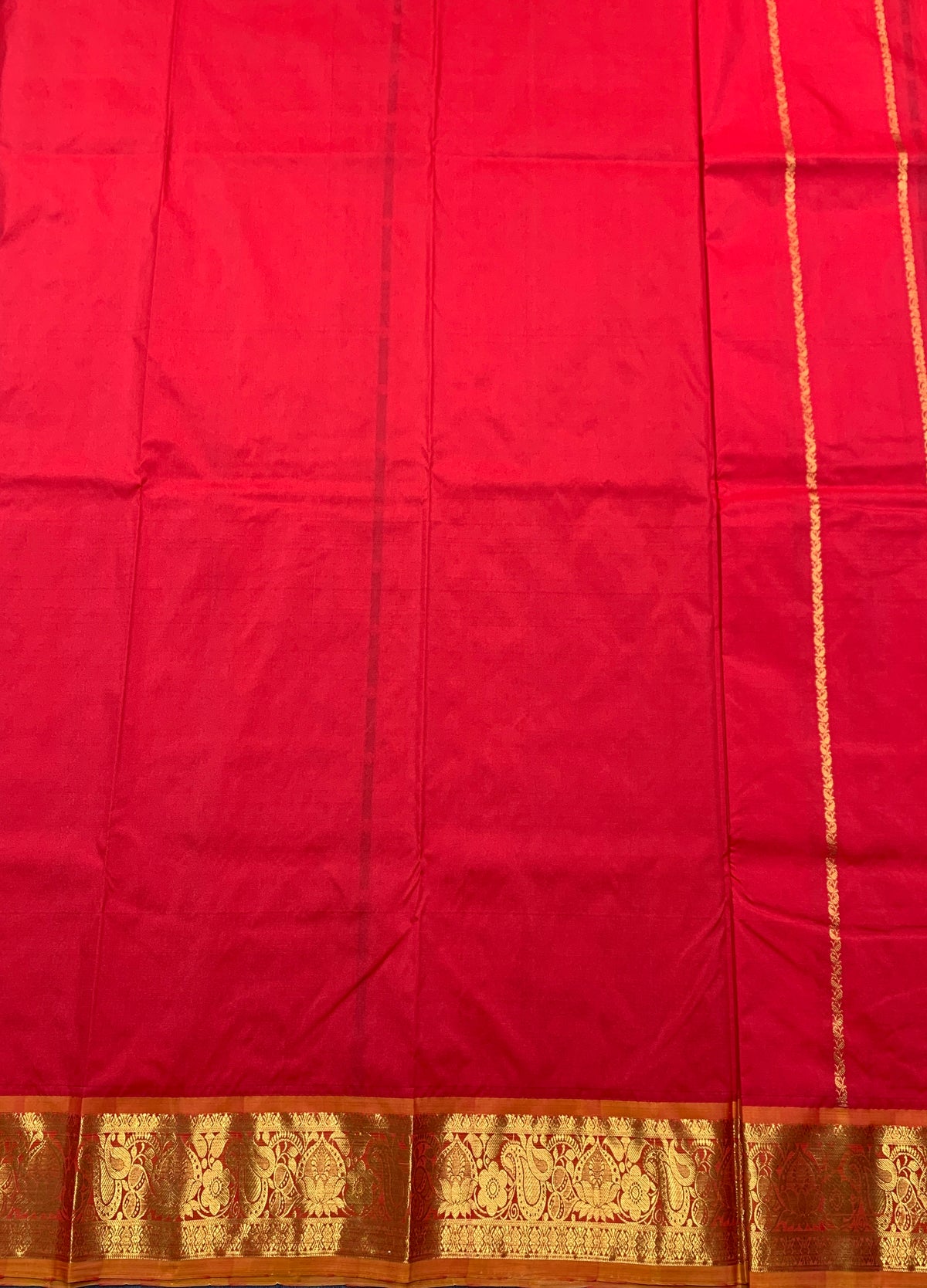 Red shade Semi Silk Kids Pattu Pavadai with Contrast border for age above 10 years