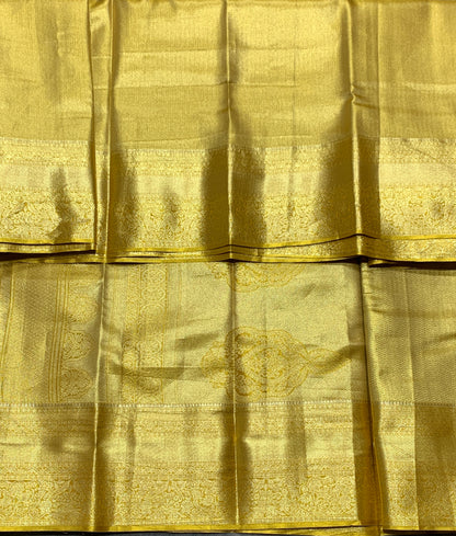 Fancy Tissue Saree Golden Colour with Self Colour Border