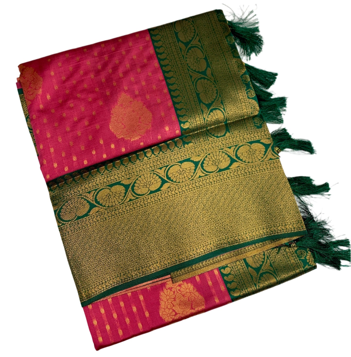 Art Silk Saree Pink Shade with Green Border