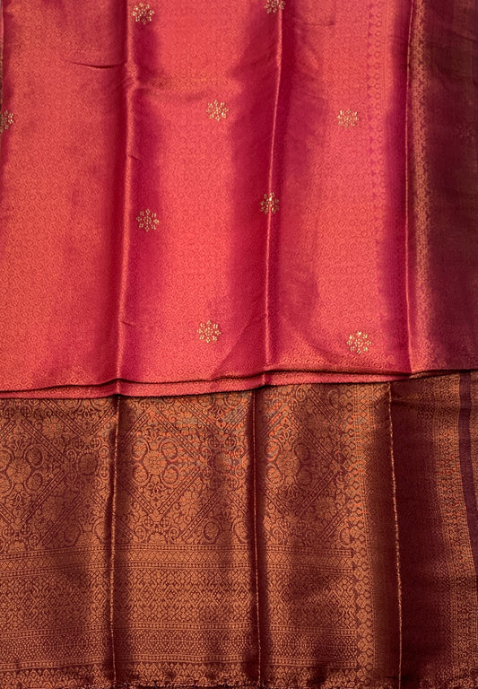 Pink shade kuberra pattu with Brown Pallu