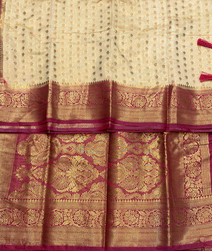 Crepe Saree Sandal Colour with Maroon Border