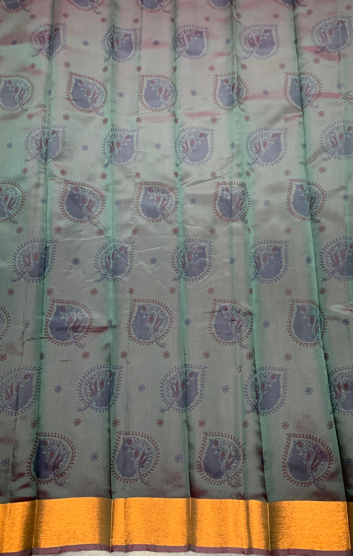 Fancy Cotton Saree Gray Colour with Copper Border