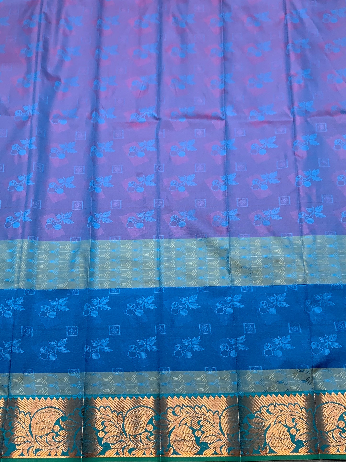 Synthetic Cotton Saree Multi Colour with Copper Border
