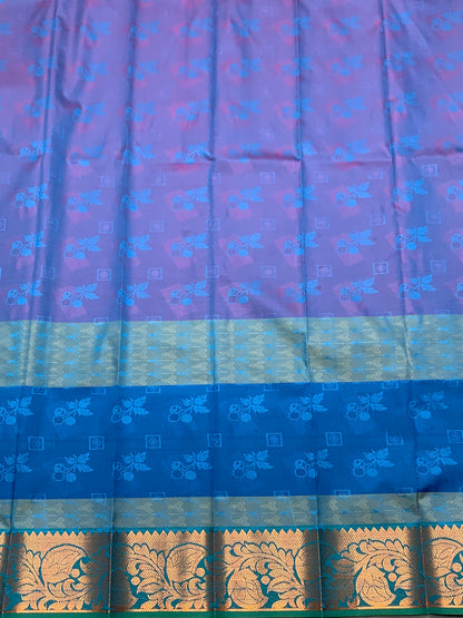 Synthetic Cotton Saree Multi Colour with Copper Border