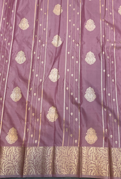 Soft Silk Casual Saree Onion Pink with Sliver Zari Border