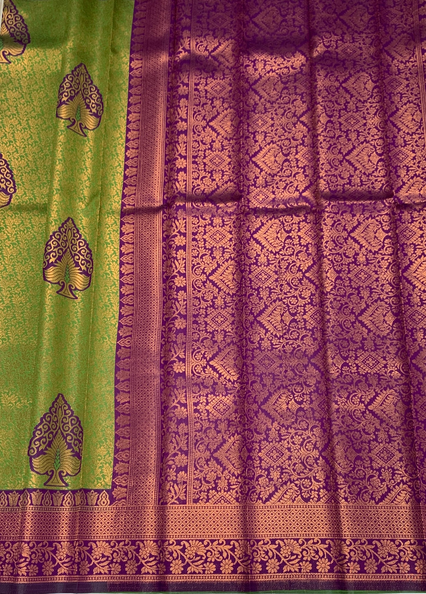 Art Silk Saree Green Colour with Magenta Border