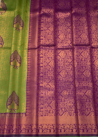 Art Silk Saree Green Colour with Magenta Border