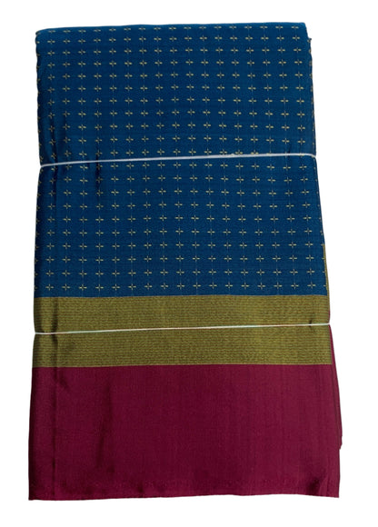 Arani Silk Saree Blue Colour with Pink and Golden Border