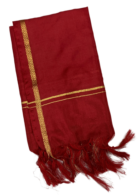 Silk Pooja Towel Maroon Colour