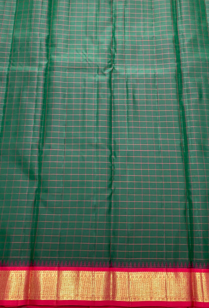 Pure Kanchipuram Silk Green Colour with Red and Golden Zari Border