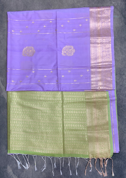 Art Silk Saree Lavender Colour with Sliver Zari Border