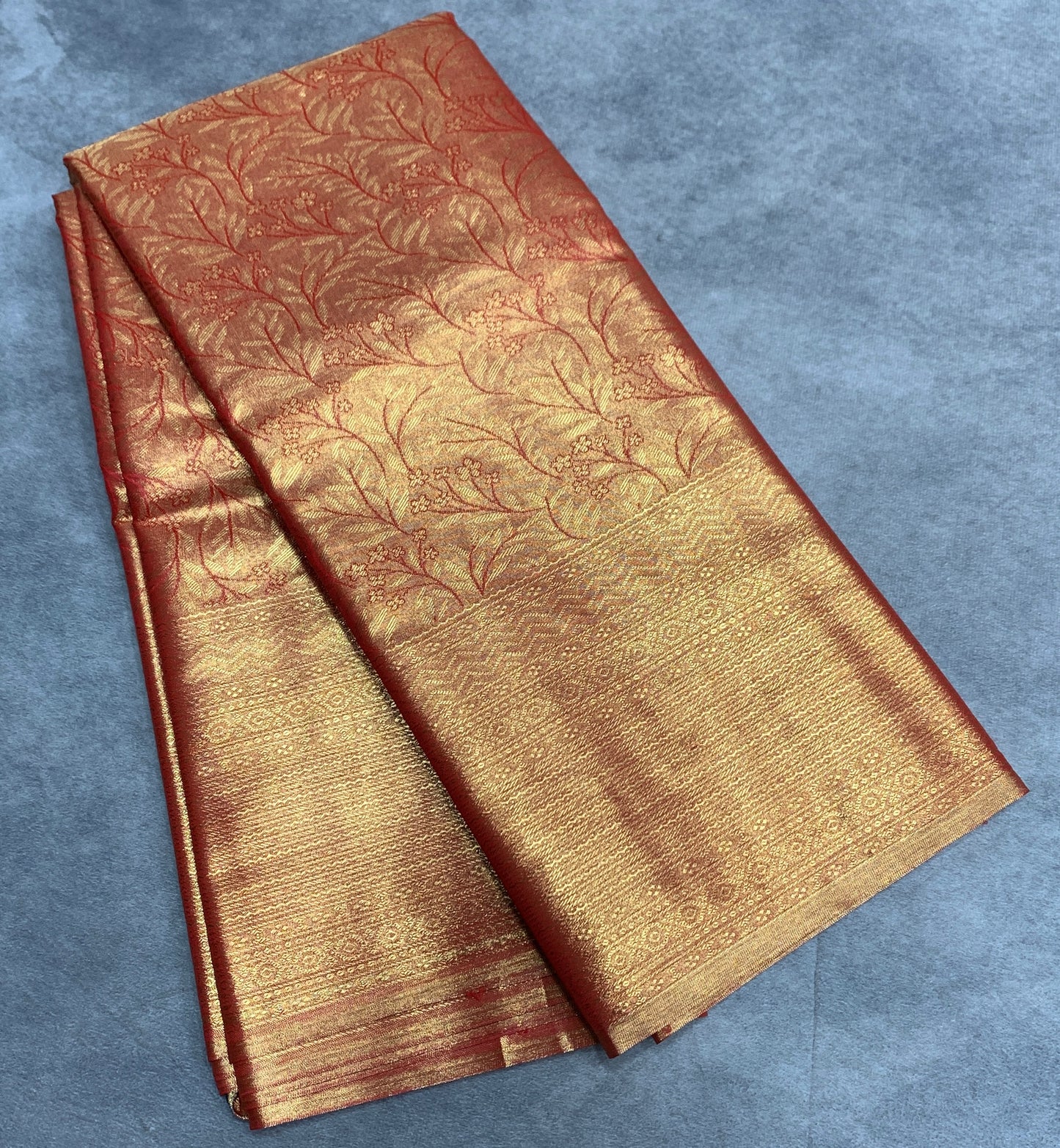 Fancy Tissue Saree Orange Colour with Self Design Border