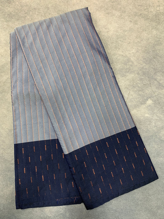 Arani Silk Saree Gray Colour with Navy Blue Border