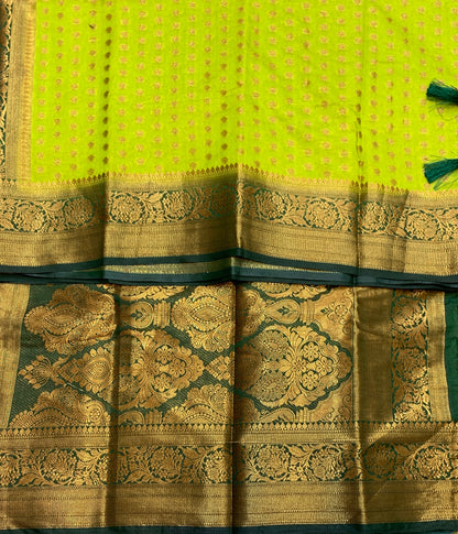 Crepe Saree Olive Green Colour with Green Border
