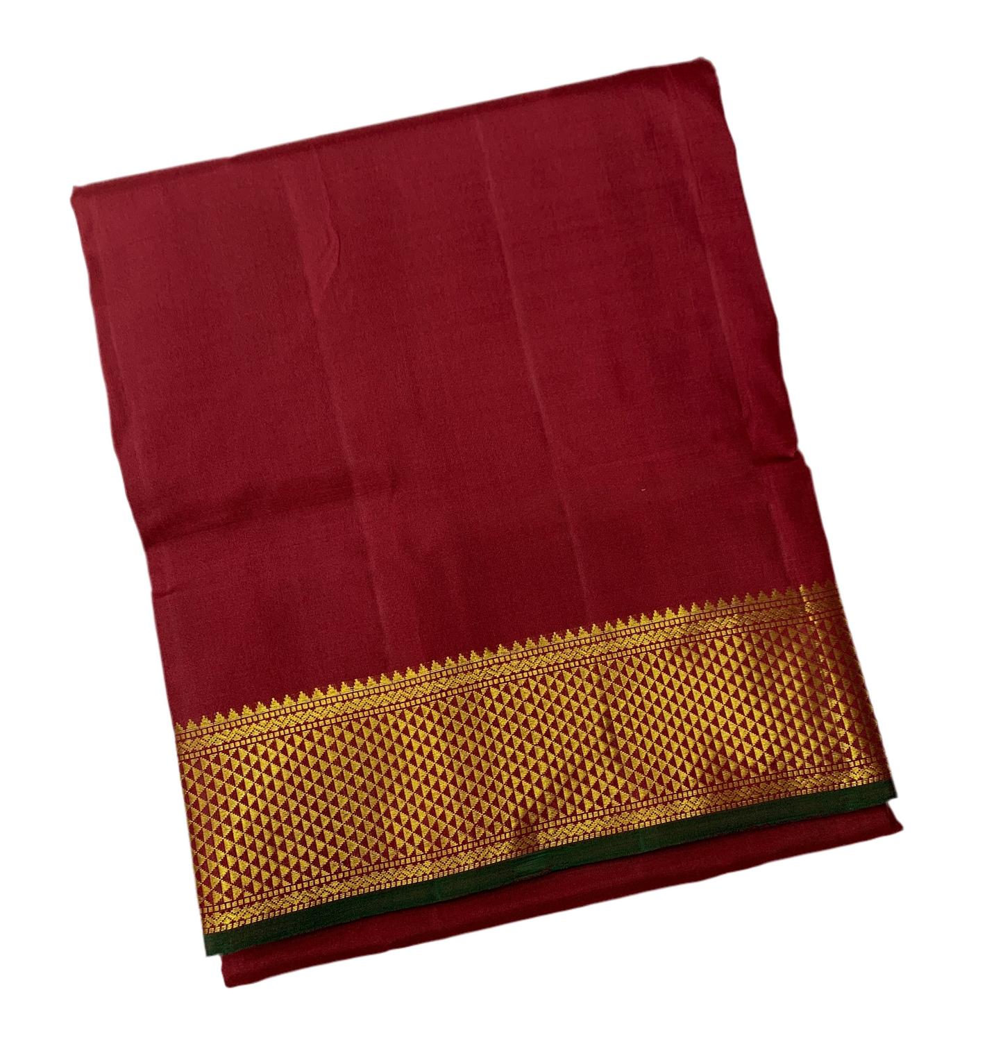 9 yards Pure Kanchipuram Silk Saree Maroon Colour with Golden Zari Border