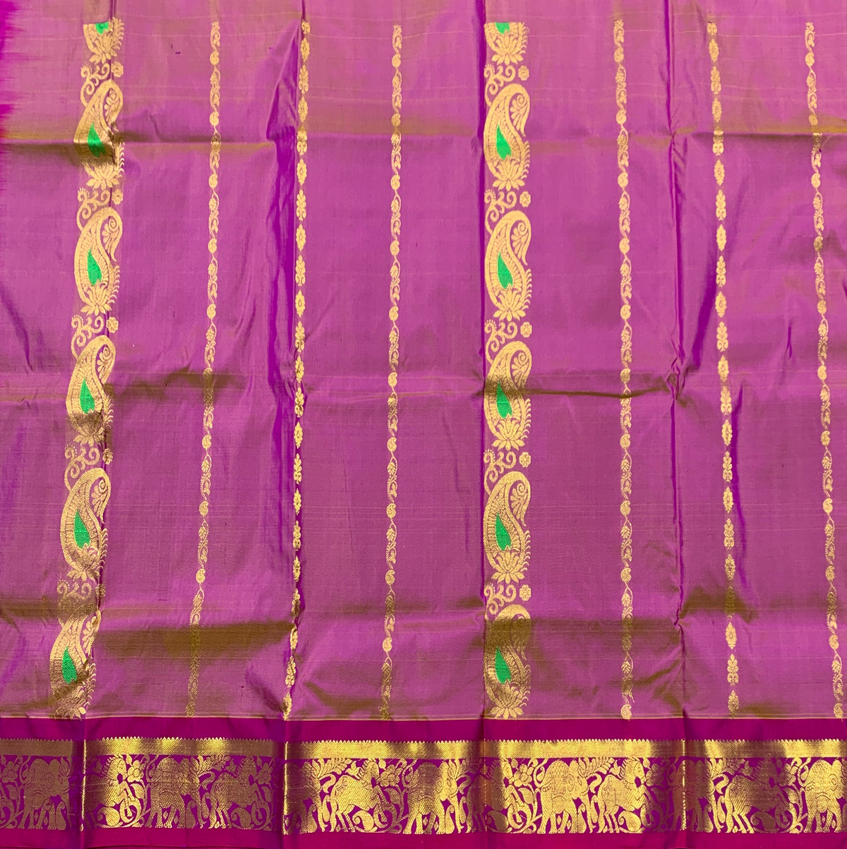 Goldish Pink Shade Semi Silk Kids Pattu Pavadai with Contrast border for Age 2 to 5 Years