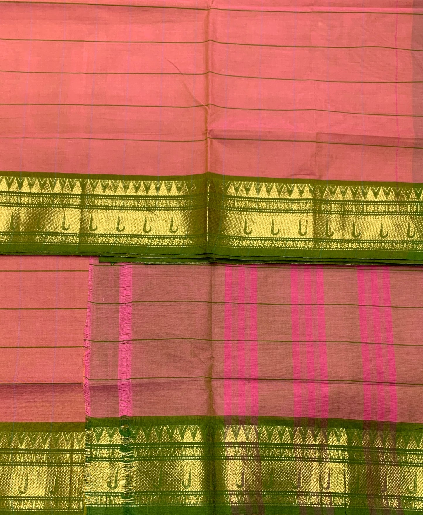 Chettinad Cotton Saree Kavi Brown Shade with Olive Green Colour Border