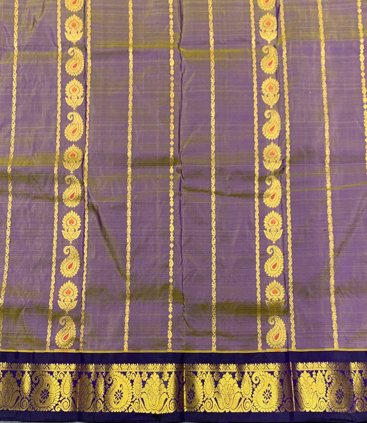 Dual Tone Shade Semi Silk Kids Pattu Pavadai with Contrast border for Age 2 to 5 Years