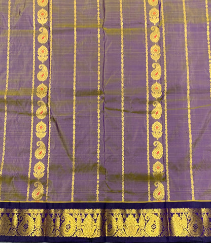 Dual Tone Shade Semi Silk Kids Pattu Pavadai with Contrast border for Age 2 to 5 Years