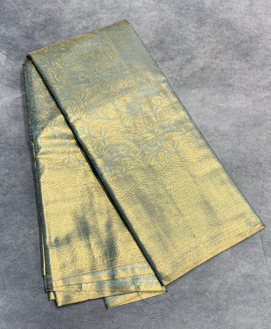 Fancy Tissue Saree Light Sapphire Colour with Self Design Border