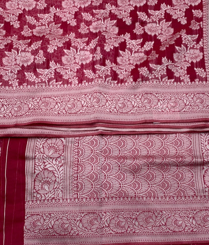 Banaras Katan Saree Pink Colour with Katan Work Border