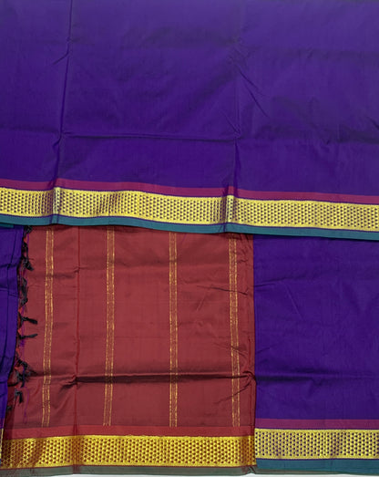 9 yards Vegan Silk Saree Violet Colour