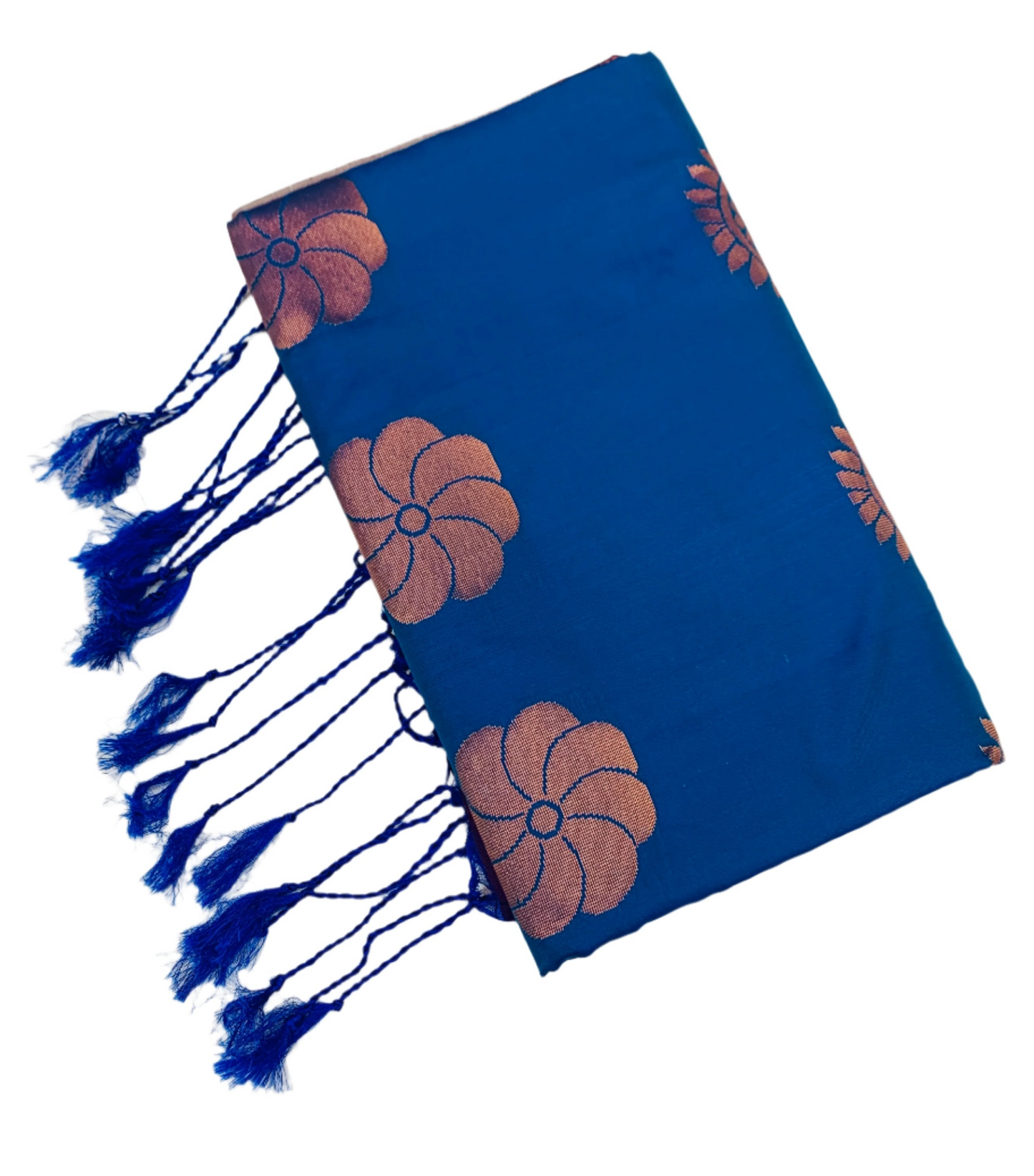 Soft Vegan Silk Saree Blue shade with Floral Design