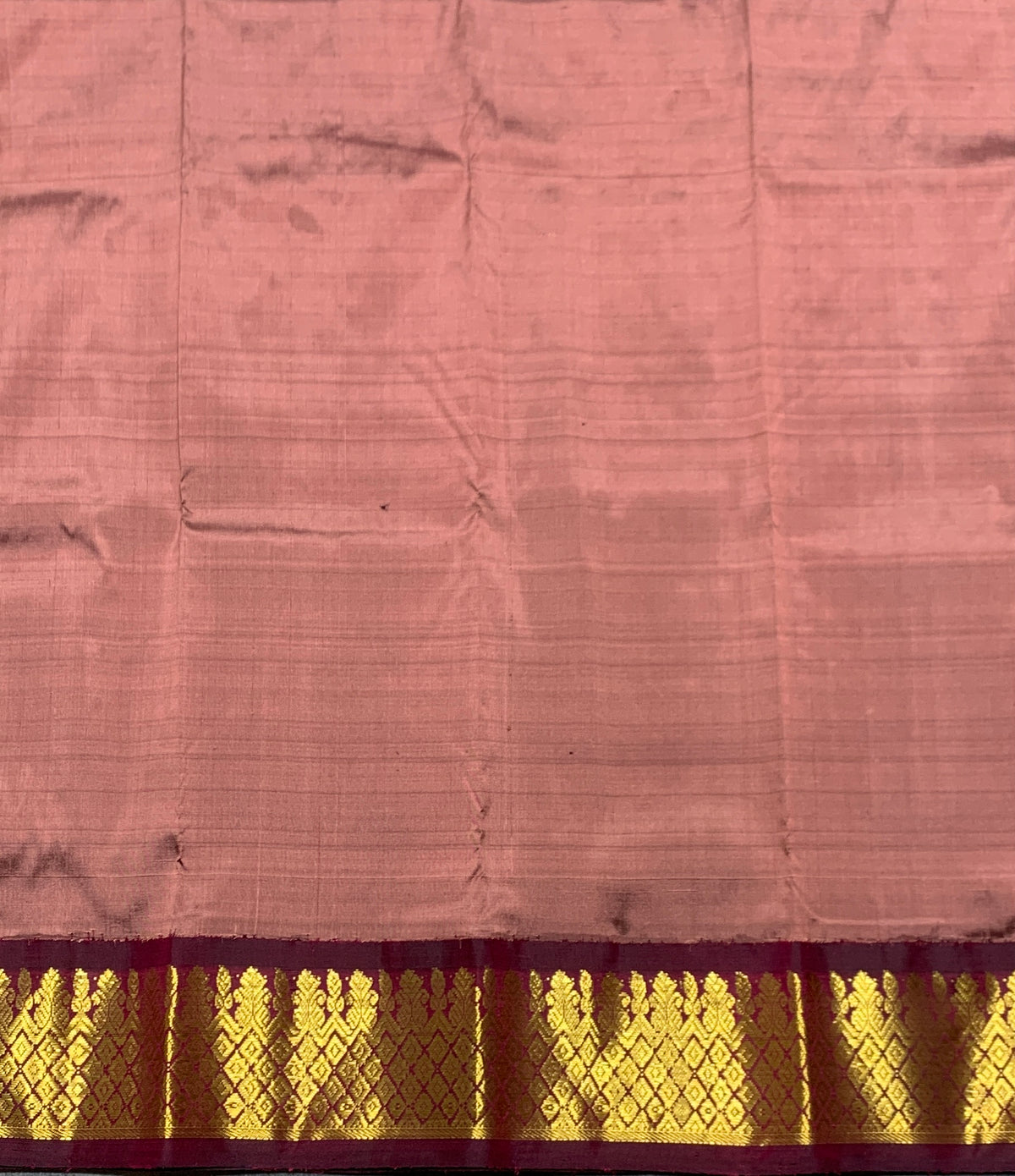 Wine Red Shade Pure Kanchipuram Kids Pattu Pavadai with Contrast Border for Newborn to 2 Years