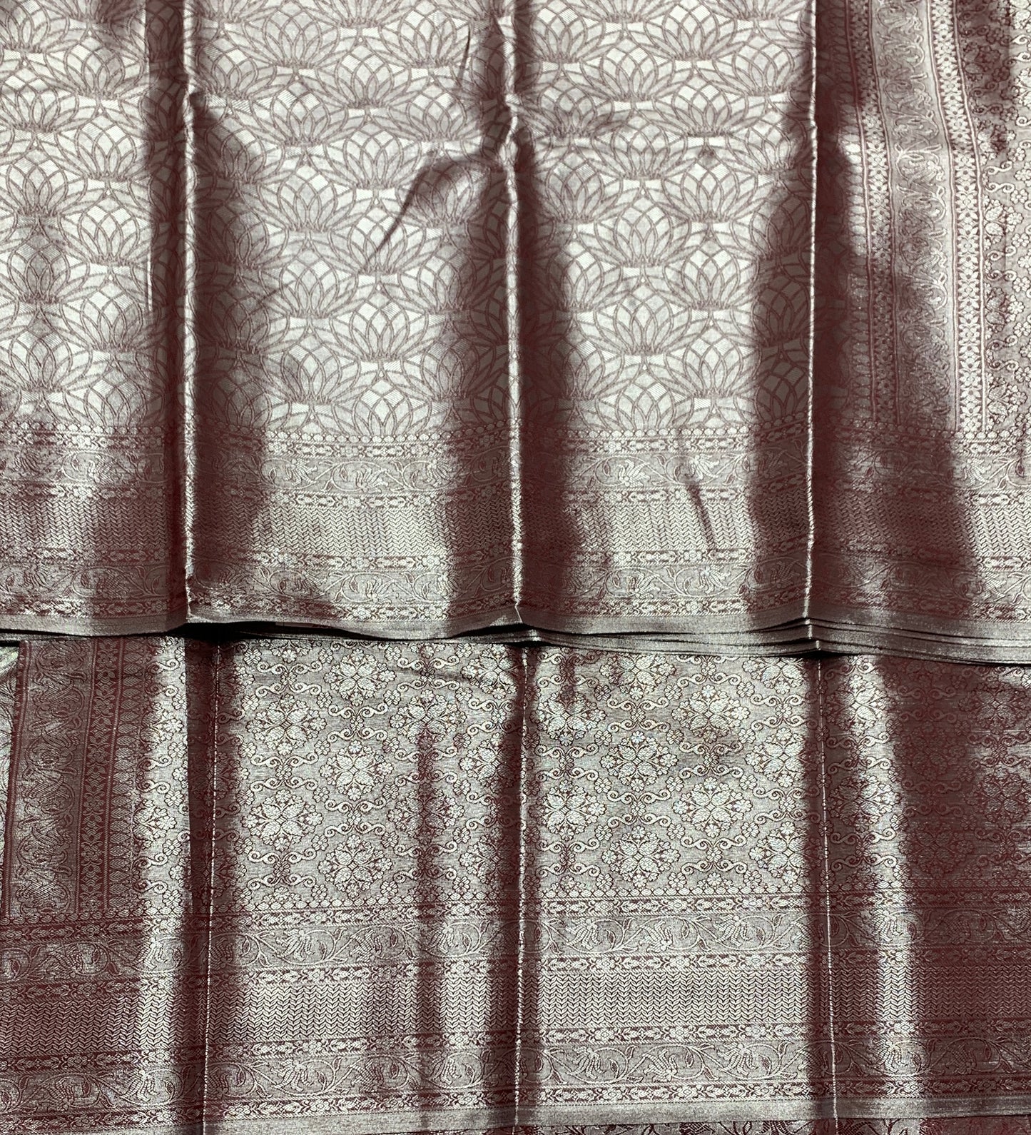 Fancy Tissue Saree Brown Colour with Self Design Border