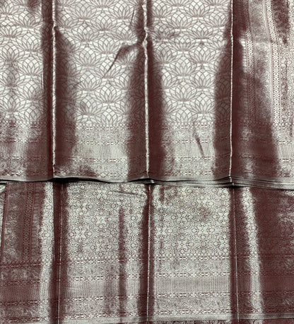 Fancy Tissue Saree Brown Colour with Self Design Border