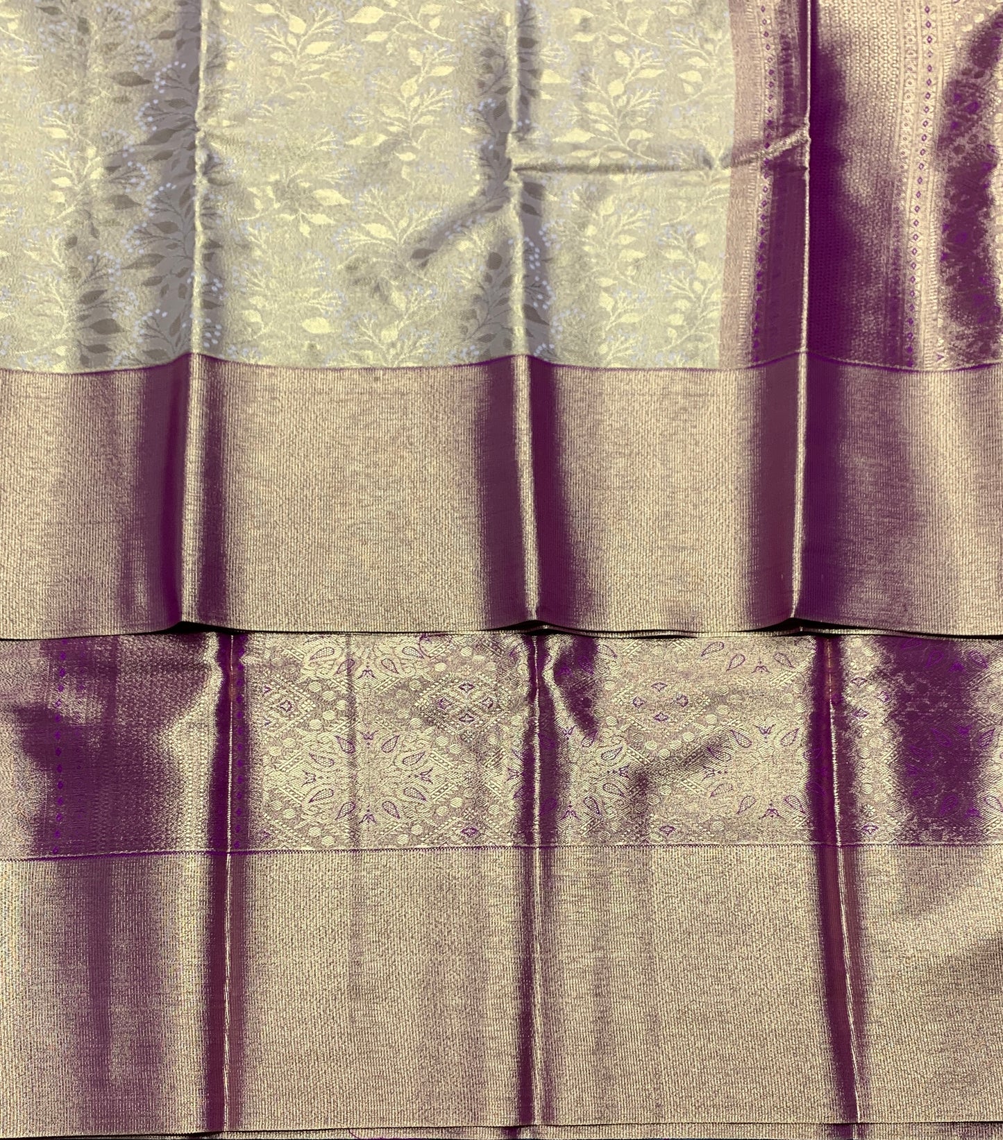 Fancy Tissue Saree Golden Colour with Light Purple Colour Border