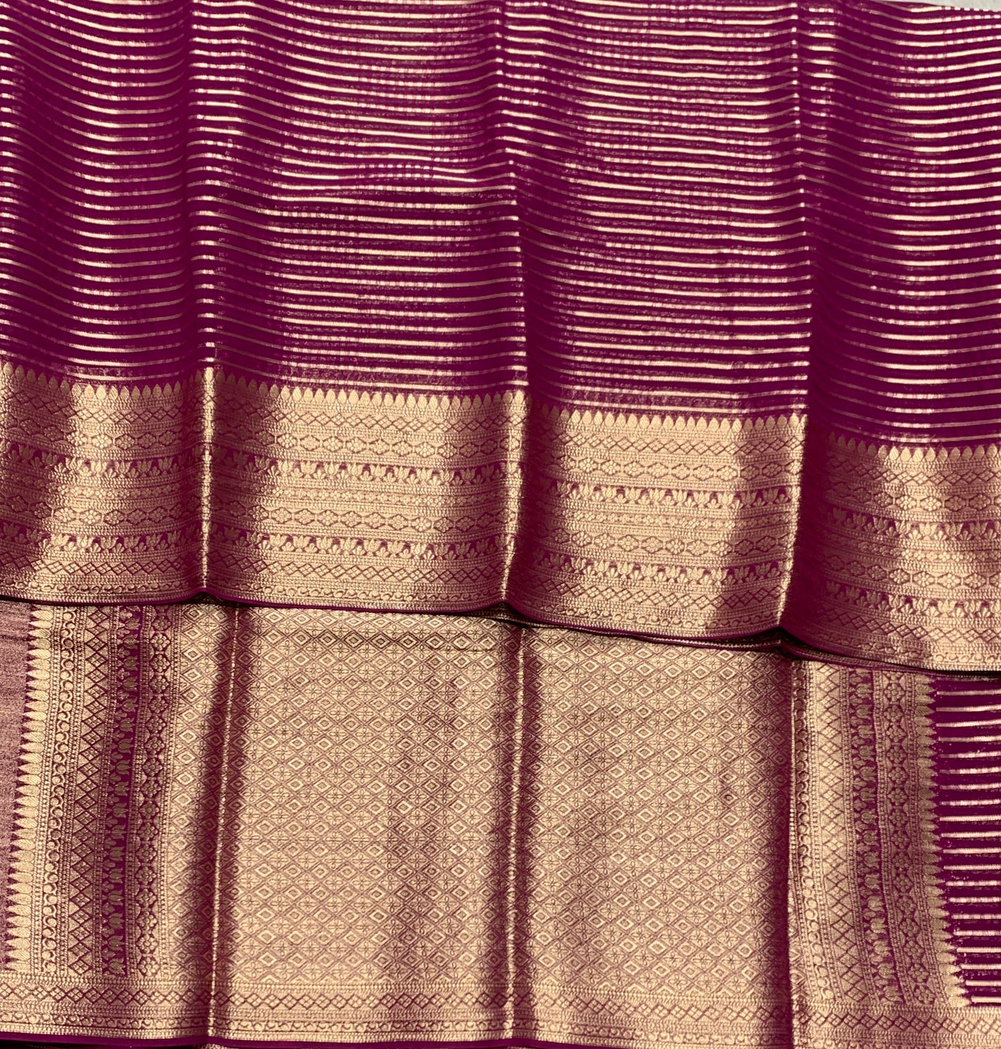 Georgette Saree Magenta Colour with Sliver Floral Design Border