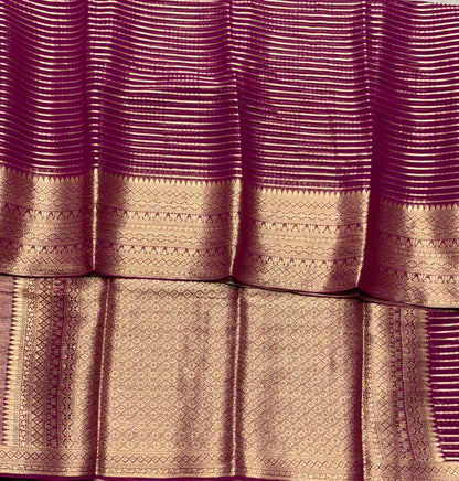 Georgette Saree Magenta Colour with Sliver Floral Design Border