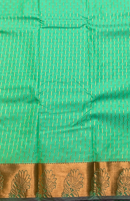 Soft Silk Casual Saree Light Green Colour with Copper Zari Work Border