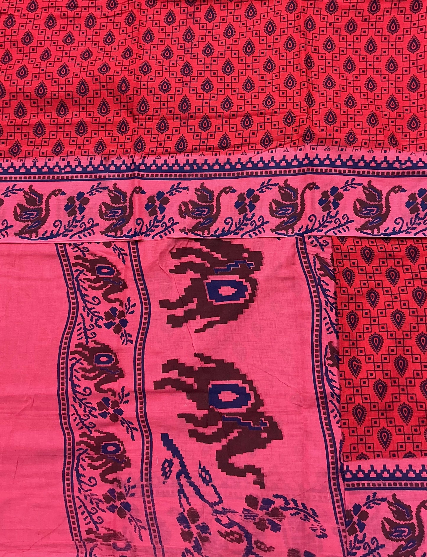 MulMul Cotton Bright Pink Colour with Baby Pink Colour Border