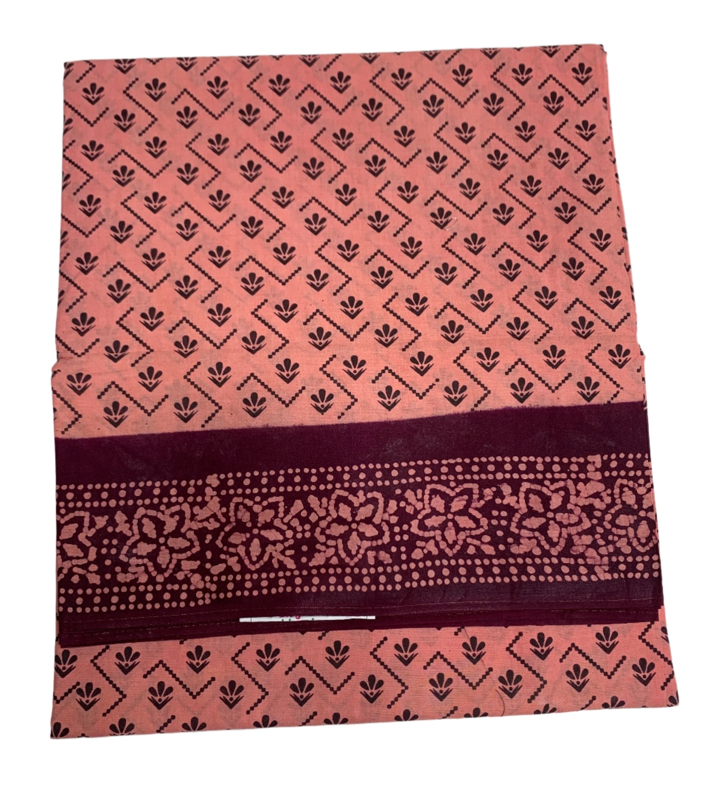 Chettinad Sungudi Cotton Peach Colour Brown Border